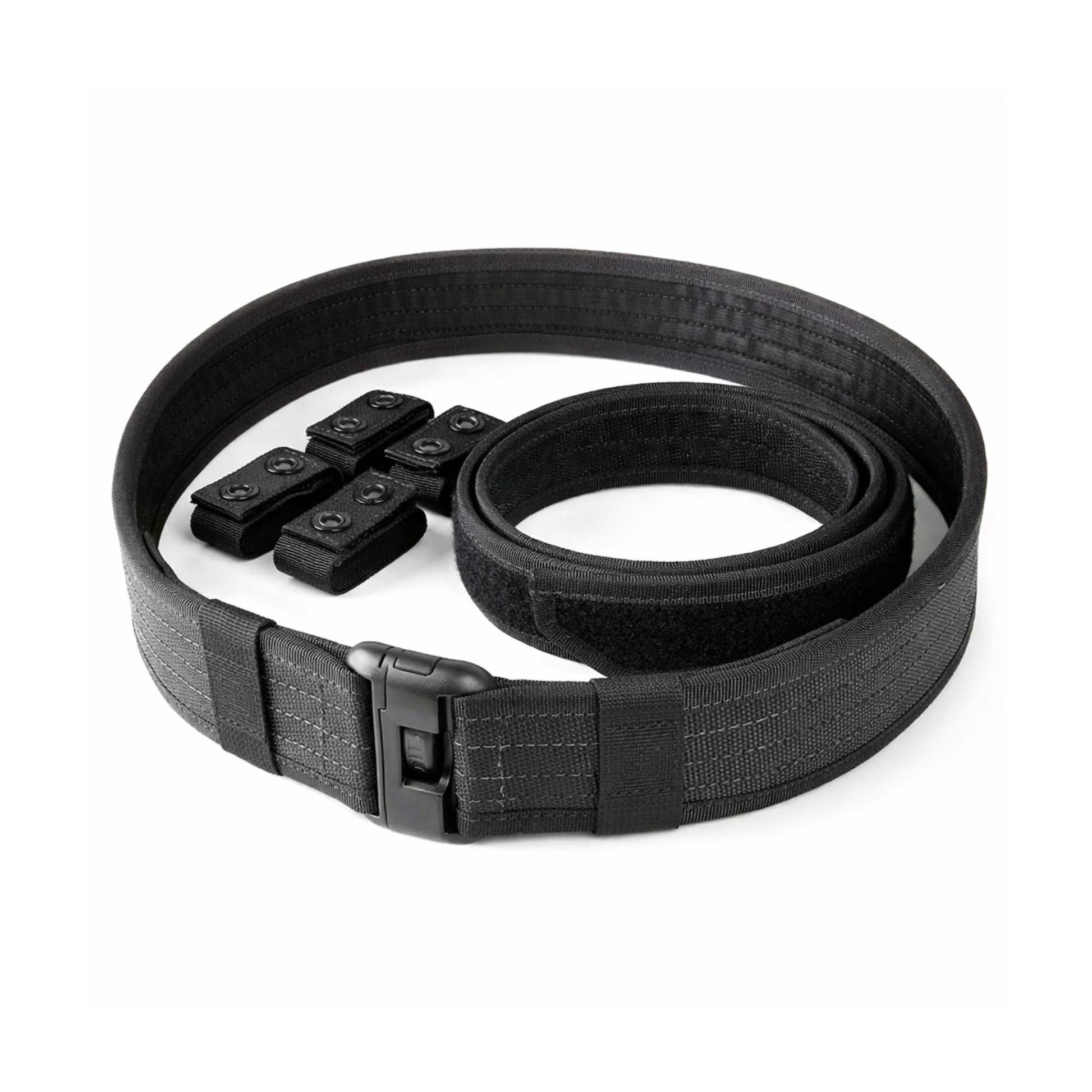 modular tactical duty belt with outer belt inner belt and belt keepers made from durable ballistic nylon