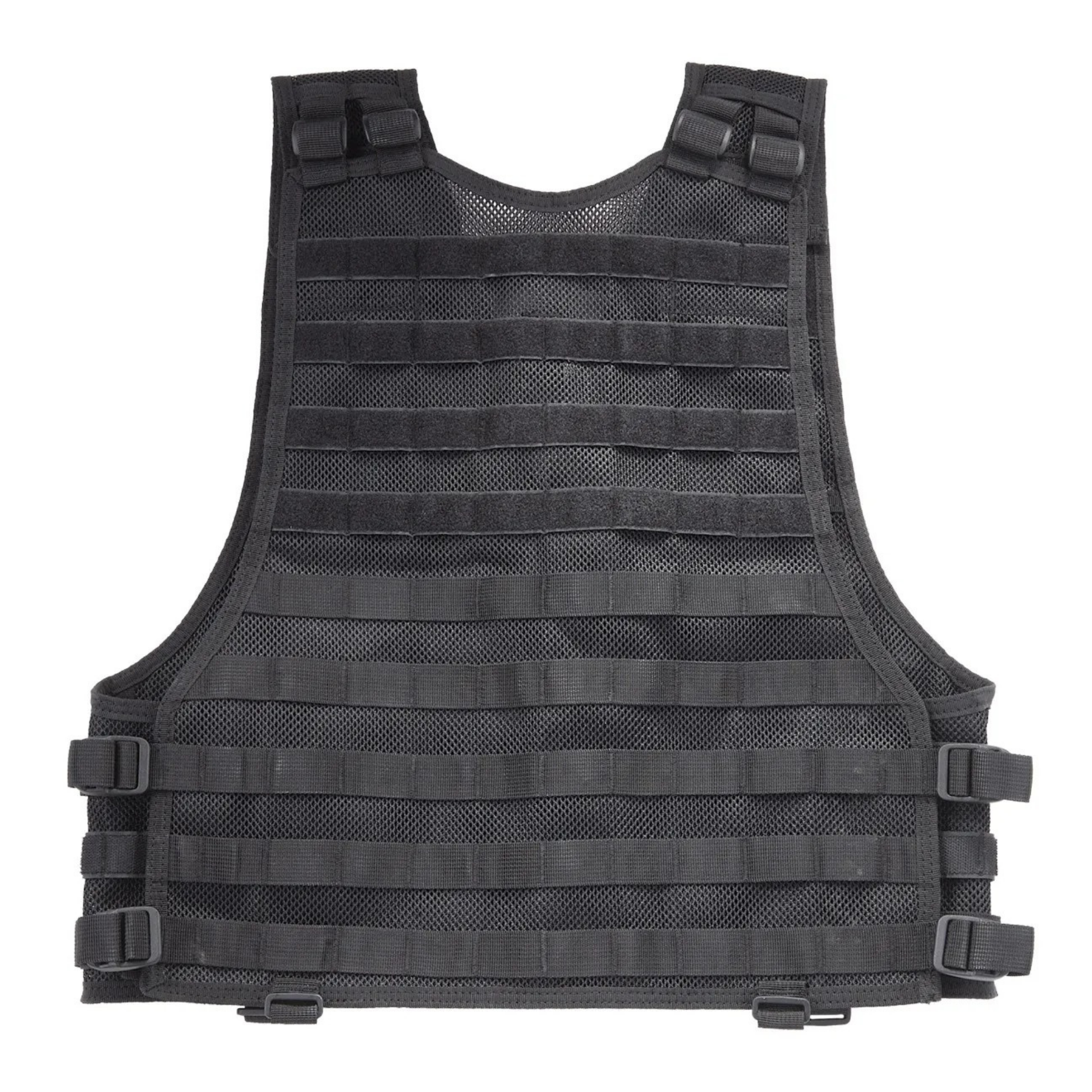 LBE style tactical vest back view showing mesh construction and adjustment straps